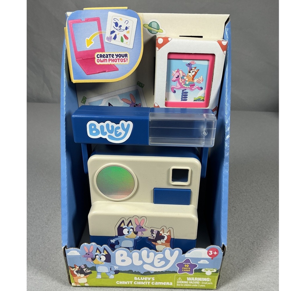 Bluey Chikit Chikit Pretend Camera Toy 10 Photo Cards Bob Bilby Moosey New